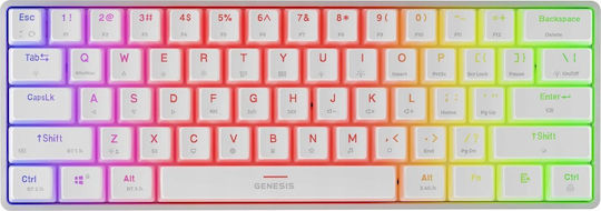 Genesis Thor 660 G2 Gaming Tastatură Mecanică 60% cu Gateron Red comutatoare și iluminare RGB (Engleză US) Alb