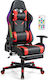 Costway CB10483RE Геймърски стол с RGB осветление и подлакътник Многоцветен