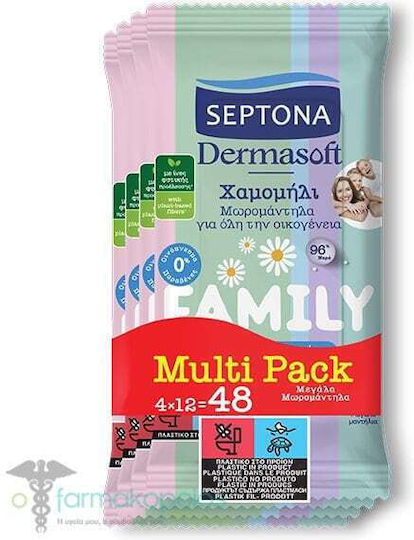 Septona Dermasoft Family Baby Wipes without Alcohol & Parabens 4x12pcs