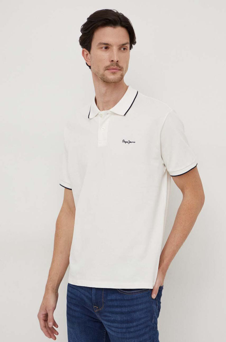 Pepe Jeans Polo Bluză cu mânecă scurtă White PM542101-800