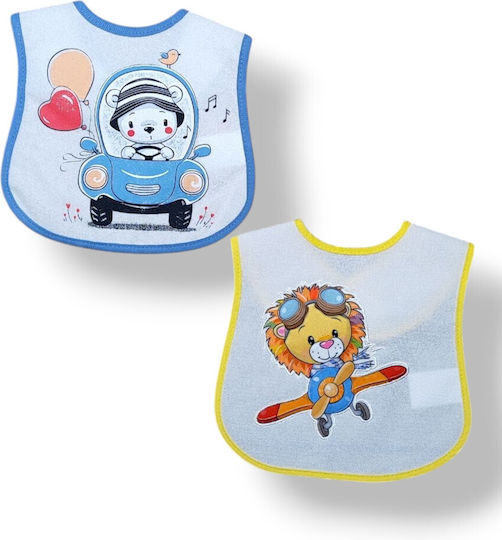 Babydom Waterproof Bib Fabric with Hoop & Loop Fastener Yellow 2pcs