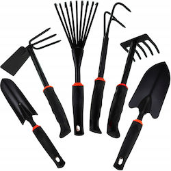 Set 6 Gardening Tools Zola Steel Plastic Comfortable Ergonomic Handles Black