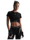Bluze Damă Sport Crop Top Mâneci Scurte Dri-Fit Negru