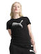 Women's Athletic T-shirt Black, Metallic Silver