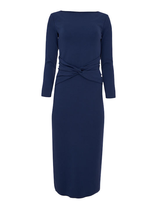 Midi Dress Long Sleeve Blue