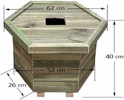Hexagonal Wooden Waste Bin with Closed Corners D52x40cm 60L - Tesias Wooden Products