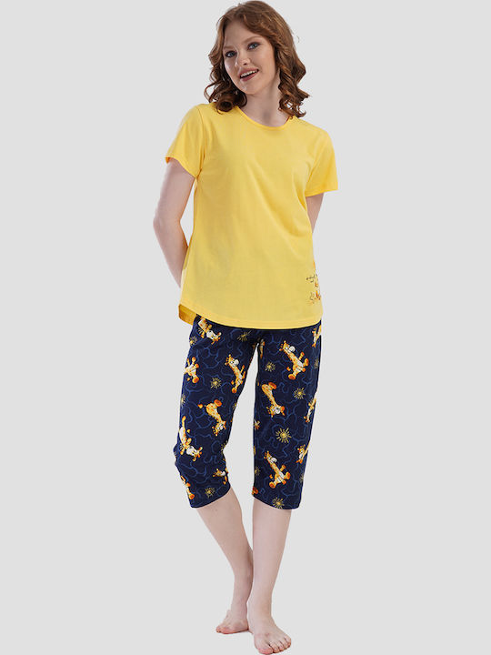 Vienetta Secret Sommer Damen Pyjama-Set Yellow