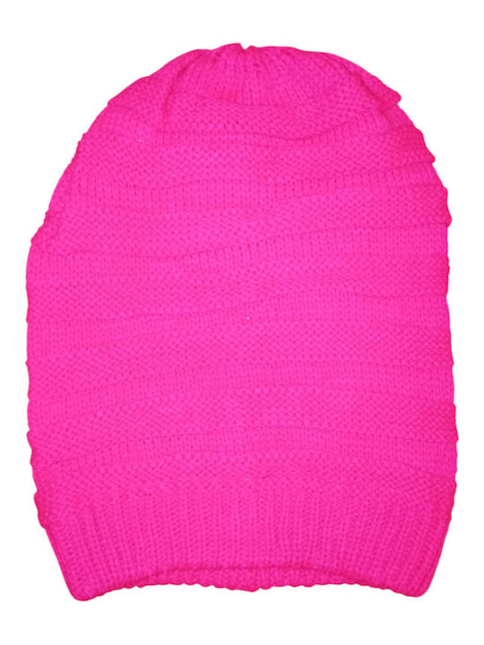 Beanie Unisex Beanie Knitted in Fuchsia color
