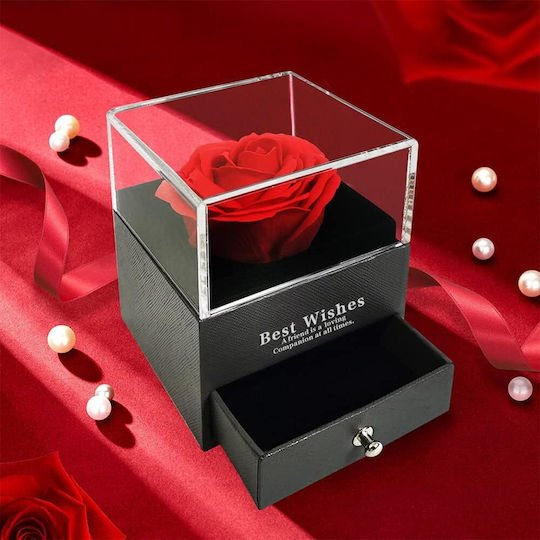 Jewelry Box Preserved Rose Zola 1 Drawer Gift Bag Greeting Card 11 X 9 X 9 Cm Black Jewelry Box Preserved Rose Zola 1 Drawer Gift Bag Greeting Card 11 X 9 X 9 Cm Black