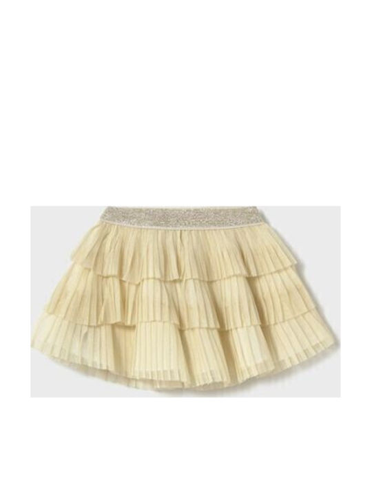 Mayoral Kids' Tulle Pleated Skirt Ecru