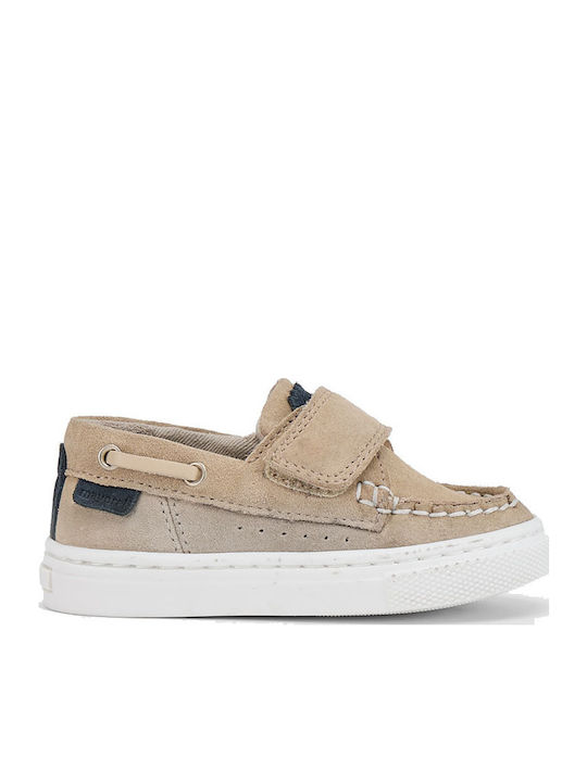 Boys Suede Moccasins with Velcro Beige