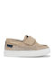 Boys Suede Moccasins with Velcro Beige