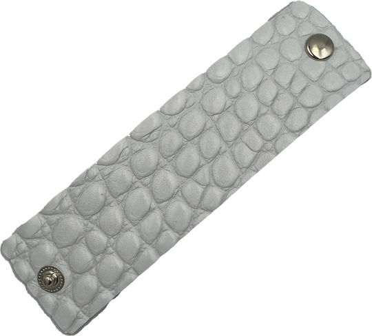 Handmade Women's Hair Scrunchie Genuine Leather White