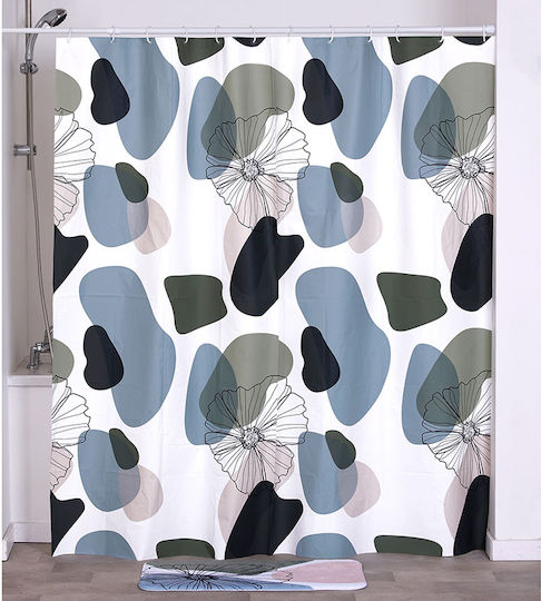 Plastic Shower Curtain 180x180 Rings T-d Flowers 1100747 180w x 180h Peva