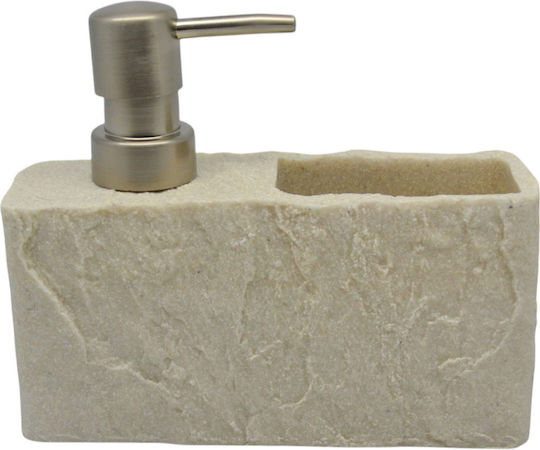 Polyester Dispenser Natural Stone Look Beige Color 16.5x5.5x13.8cm Ankor 842377
