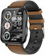 Tk10 1.91 Inch Ip68 Waterproof Leather Band Smart Watch Supports Ai Medical Diagnosis Blood Oxygen Body Temperature Monitoring Brown