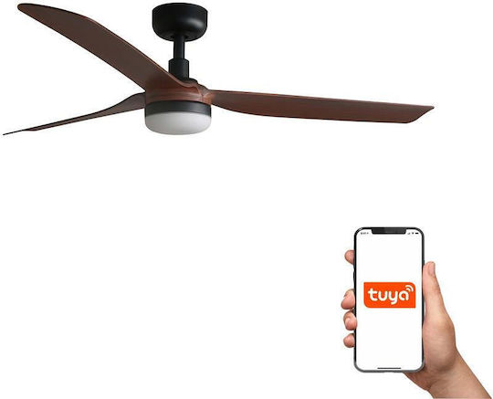 Faro Barcelona Punt M TUYA CCT Deckenventilator 130cm mit Leuchte Schwarz/Walnuss