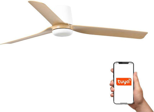 Faro Barcelona Punt Tub M TUYA Тавани Вентилатор 130см Бял/Клен
