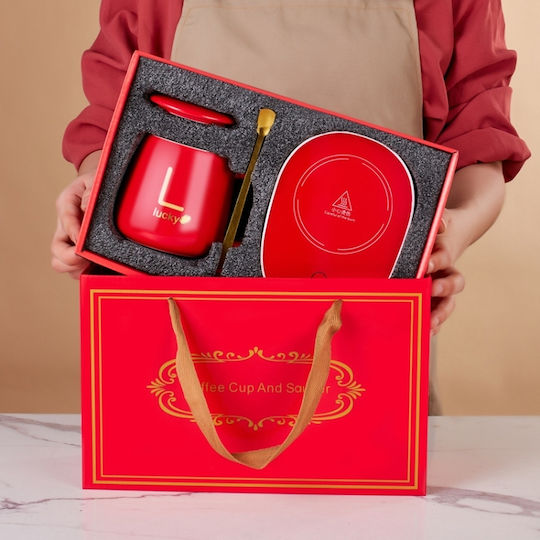 Mug Ceramic with Lid Red
