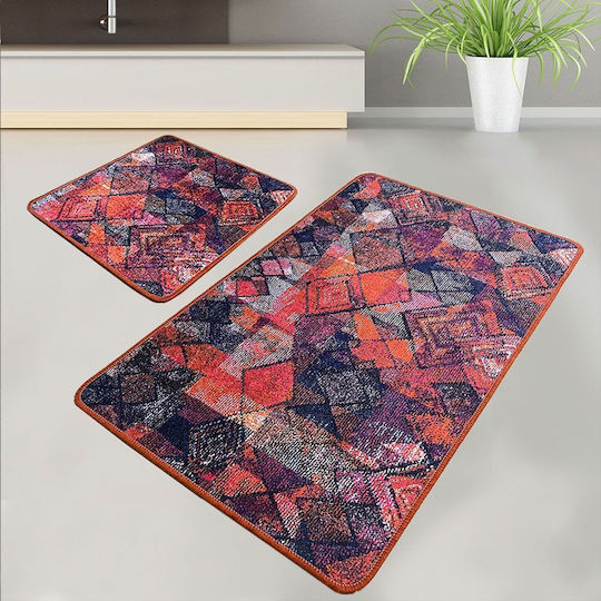 L'Εssentiel Maison Set Badematten Synthetisch,Polyester/Cotton/Leather Rechteckig Tile Red 2Stück