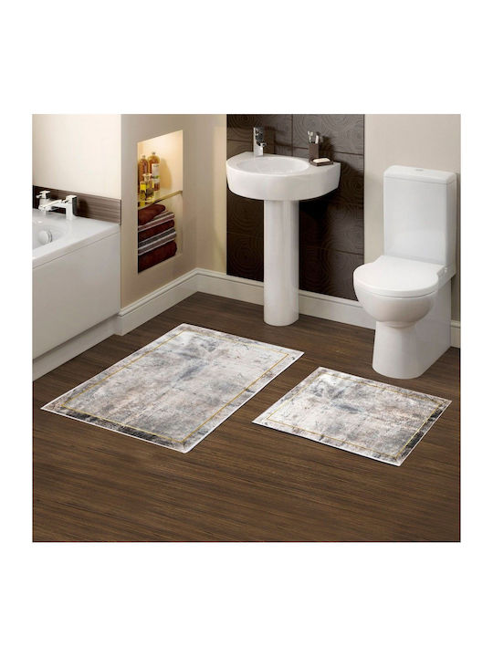 L'Εssentiel Maison Set Badematten Synthetisch,Polyester/Cotton/Leather Rechteckig 299ANR1634 Grey-gold 2Stück