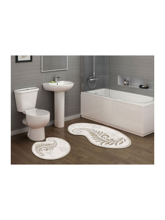 L'Εssentiel Maison Set Badematten Synthetisch,Polyester/Cotton/Leather Rechteckig Cream 2Stück