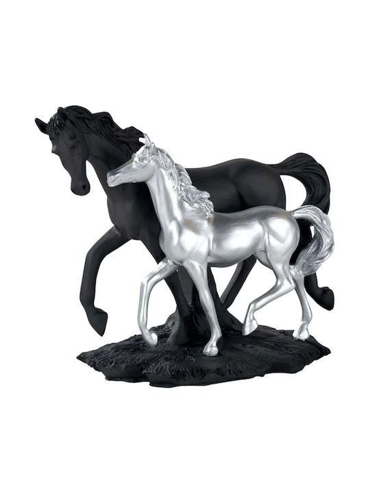 Decorative Horses 325crn1166 41x20x29cm Black-silver Aberto Design Polyester