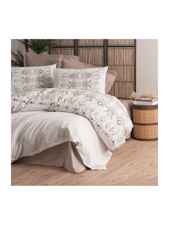 L'Εssentiel Maison Duvet Cover Set Cotton Single with Pillowcase 160x220 Brown-multi