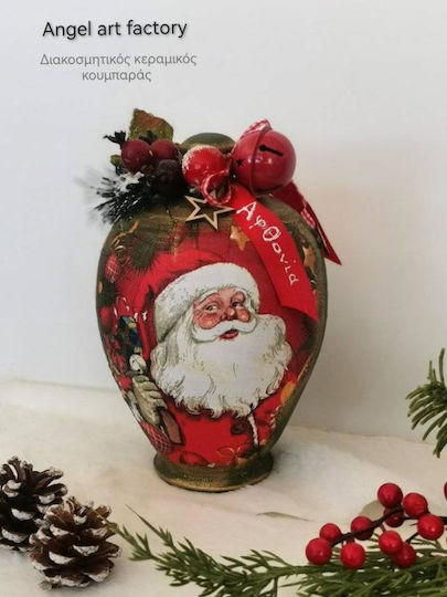 Dekorative Keramik-Spardose mit Weihnachtsmann-Motiv