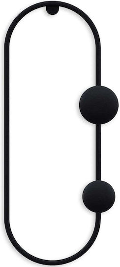 Wallity Wall Hanger Metal 2 Hooks Black 17x7cm