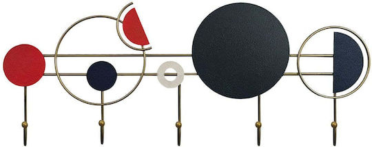 Wallity Wall Hanger Metal 5 Hooks Multicolour 60x23cm