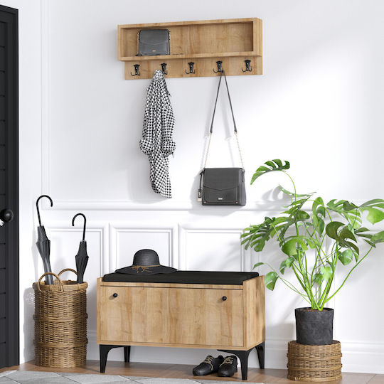 Lena Έπιπλο Εισόδου με Παπουτσοθήκη Oak-black 80x35x49εκ. Lena Έπιπλο Εισόδου με Παπουτσοθήκη Oak-black 80x35x49εκ.