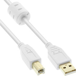 USB Cable Type A-B V.2.0 10m Gold Plated Ferrite White Intos 34550w