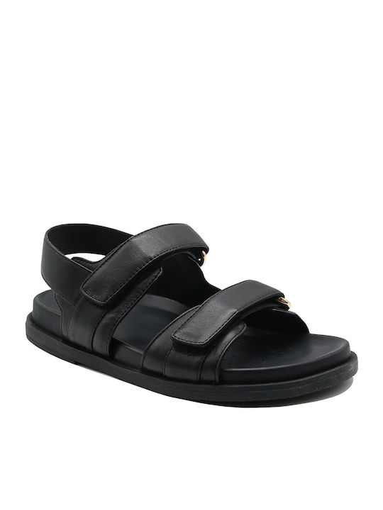 Adelash C Leather Women's Flat Sandals in Black Color