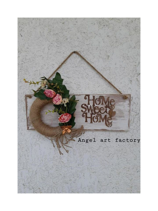 Διακοσμητικό Ξύλινο Ταμπελάκι Τοίχου “home Sweet Home” Στεφάνι