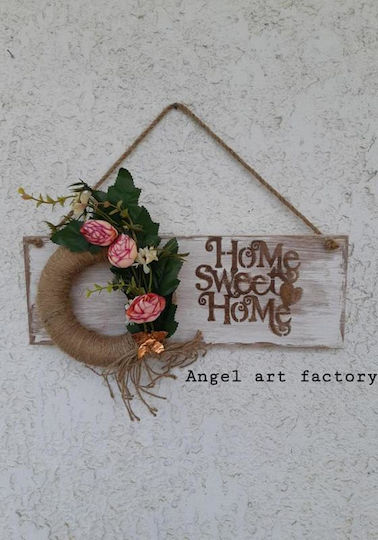 Dekoratives Holz-Wandschild "Home Sweet Home" Kranz