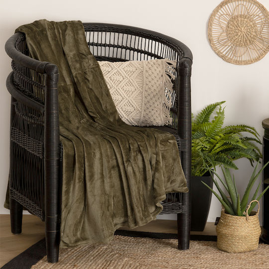 Einzeldecke Polyester Khaki 1,30x1,80m