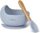 Saro Baby Food Container Set Nordic Wave made of Silicone Light Blue 2pcs