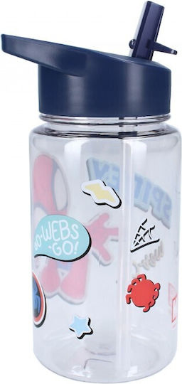 Vadobag Sticlă Pentru Copii Din Plastic Cu Pai Spidey 450ml