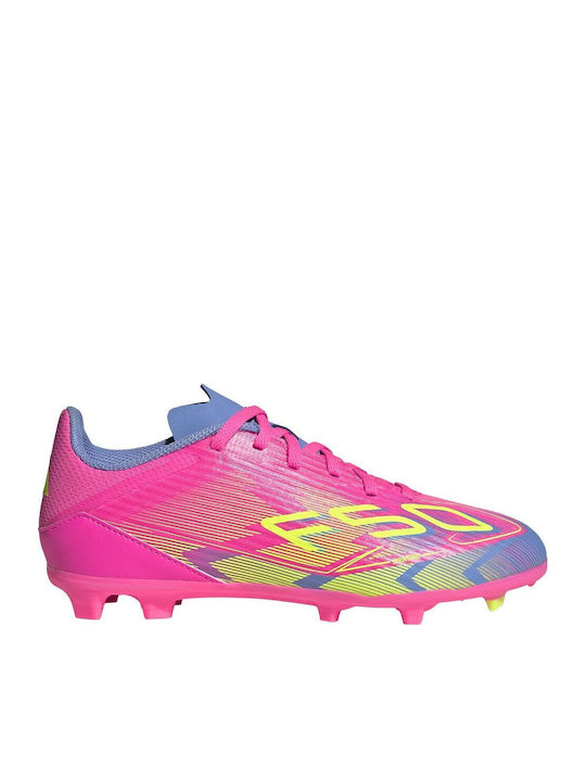 adidas F50 League Fg Mg J Kids Molded Soccer Shoes Fuchsia IE3745