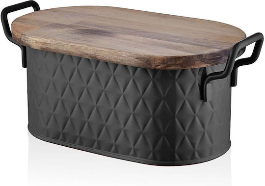Hermia Brotkasten mit Deckel Metallisch Schwarz 40x18x20cm