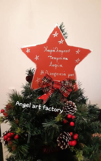 Wood Christmas Decorative Star Red