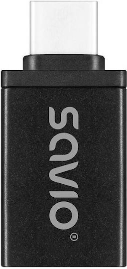 Savio Ak-80 Αντάπτορας Usb-a 3.1 F Usb 3.1 Type C M Μαύρο