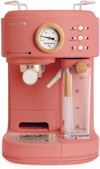 Create Thera Retro Pro Mașină de Espresso 1250W Presiune 20bar pentru Cappuccino Portocalie