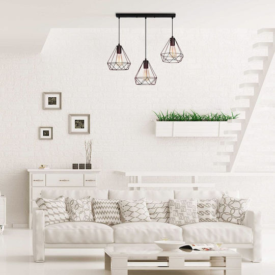 Vivalux Pendant Light Black Rail with Socket E27 67.5x20x142cm
