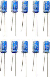 10 броя 100μf 25v ;ø6.3x11.5mm; Разстояние:5mm 5000ч @ 105°c Изключително ниско съпротивление 100uf 25v Електролитни кондензатори Jb Capacitors