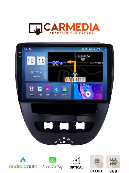 Carmedia Sistem Audio Auto pentru Peugeot 107 Toyota Aygo Citroen C1 BMW X1 2005-2014 (Bluetooth/USB/AUX/WiFi/GPS/Apple-Carplay/Android-Auto) cu Ecran Tactil 10.36"