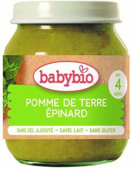 Babybio Πουρές Φρούτων-Λαχανικών με Γεύση Πατάτες & Σπανάκι 130gr για 4+ Μηνών