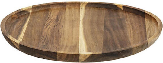 Atmosphera Plate Shallow Wooden Brown with Diameter 30cm