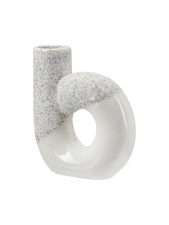 ArteLibre Decorative Vase Poppy White 14x5x15cm